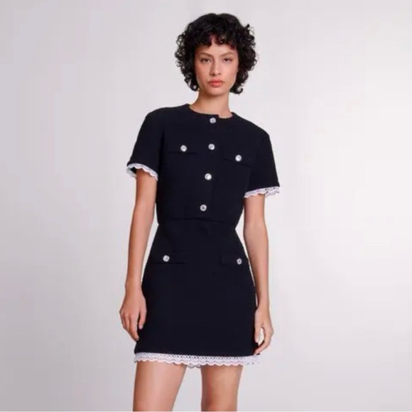 Maje Ramisia Tweed Short Sleeve Dress